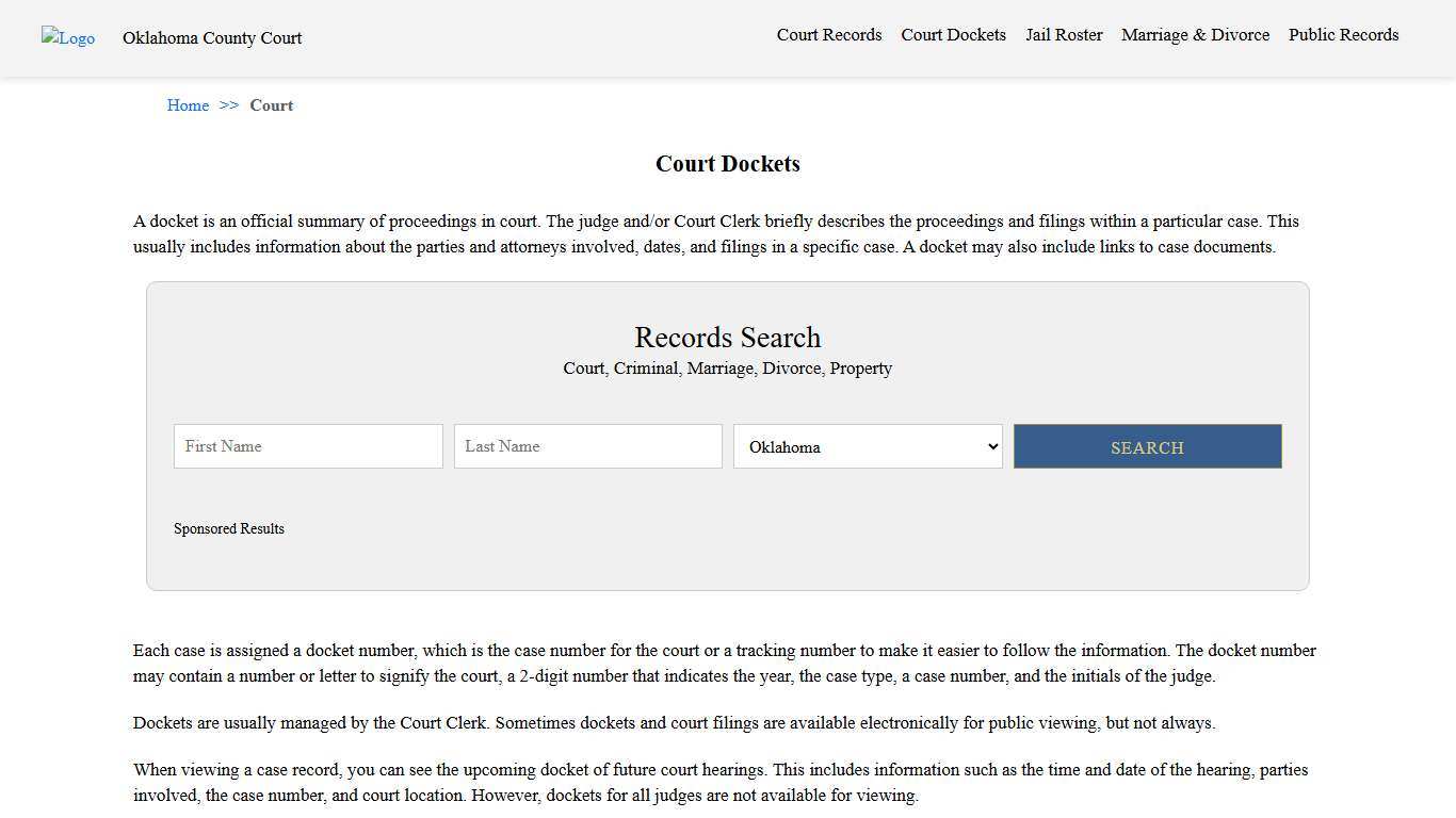 Court Dockets Oklahoma County Court